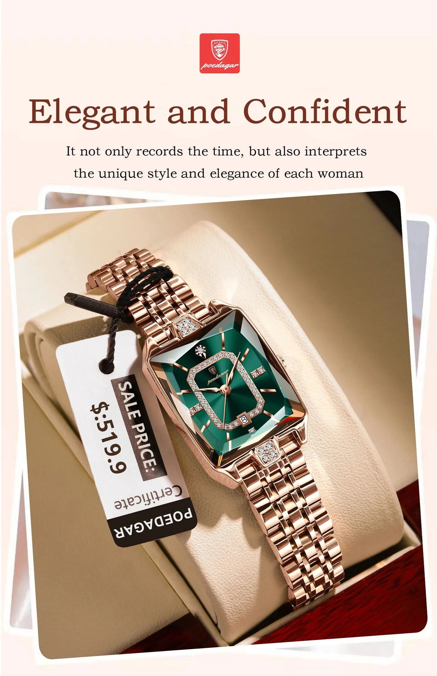 POEDAGAR Luxury Watch For Woman Waterproof Calendar High Quality Ladies Watch Stainless Steel Quartz Women's Watches Elegant+Box - M & M Global