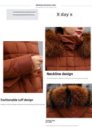Korean Style Thickened Winter Cotton Jacket Women's Long Coat with Fur Collar Slim Fit Hooded Ladies' Cotton Padded Coat