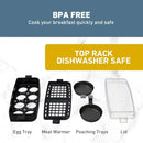 78500 Breakfast Station, 2-Slice Toaster with Removable Meat and Vegetable Warming Tray and Egg Cooker/Poacher, Black - M & M Global