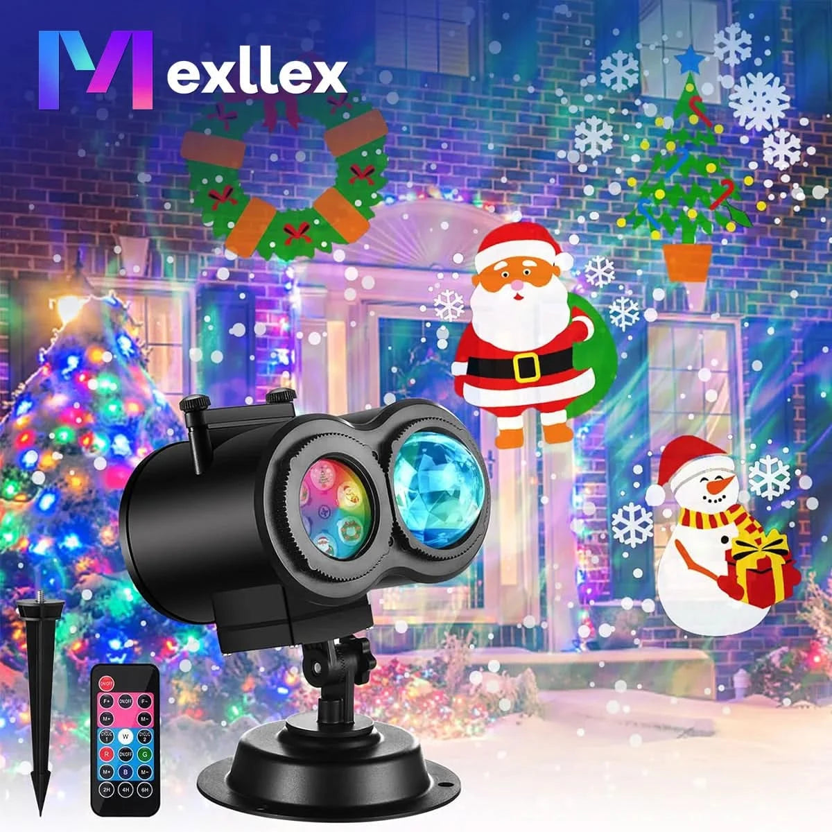 Halloween Christmas Projector Lights Outdoor 16 HD Slides, 2 in 1 Water Wave Lamp with Color Patterns, Timer & Remote for Party - M & M Global