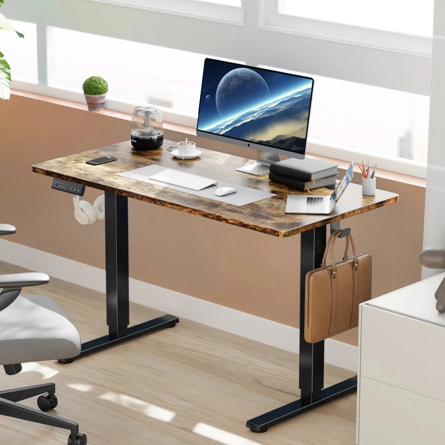 JHK Electric Desk Height Adjustable 63x24 Inch Stand Up Sit Stand Computer Workstation Ergonomic Work Table For Home Office