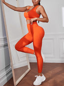 2 Pieces Women's Tracksuit Seamless Yoga Set Workout Sportswear Gym High Waist Leggings Fitness Sports Suits