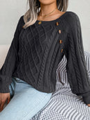Women Casual Square Collar Buttons Long Sleeve Knitted Pullover Sweaters for Autumn Winter 2026