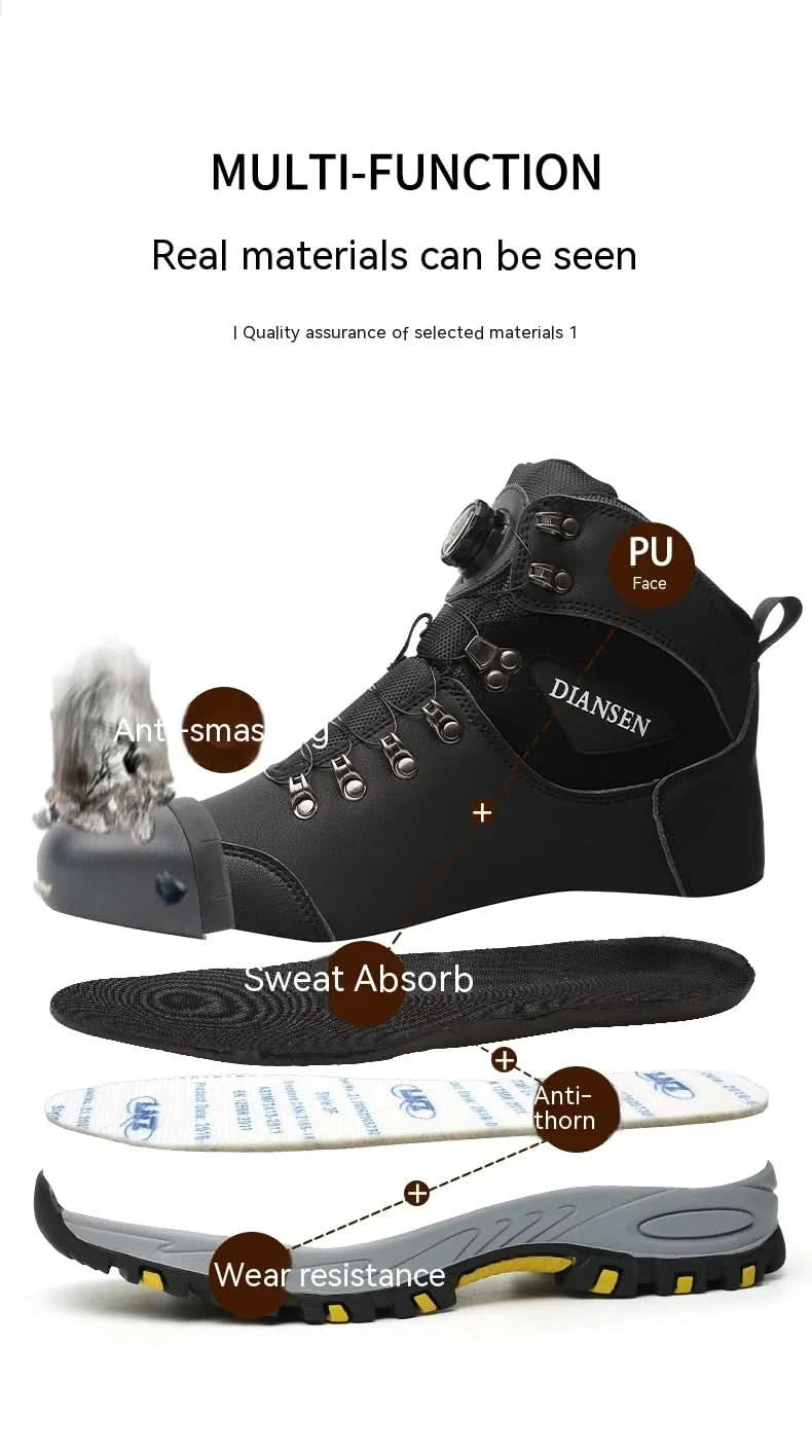 Non Slip Safety Boots for Men Work Anti-smash Indestructible Shoes Steel Toe Protective Anti-puncture Man Work Safety Boots