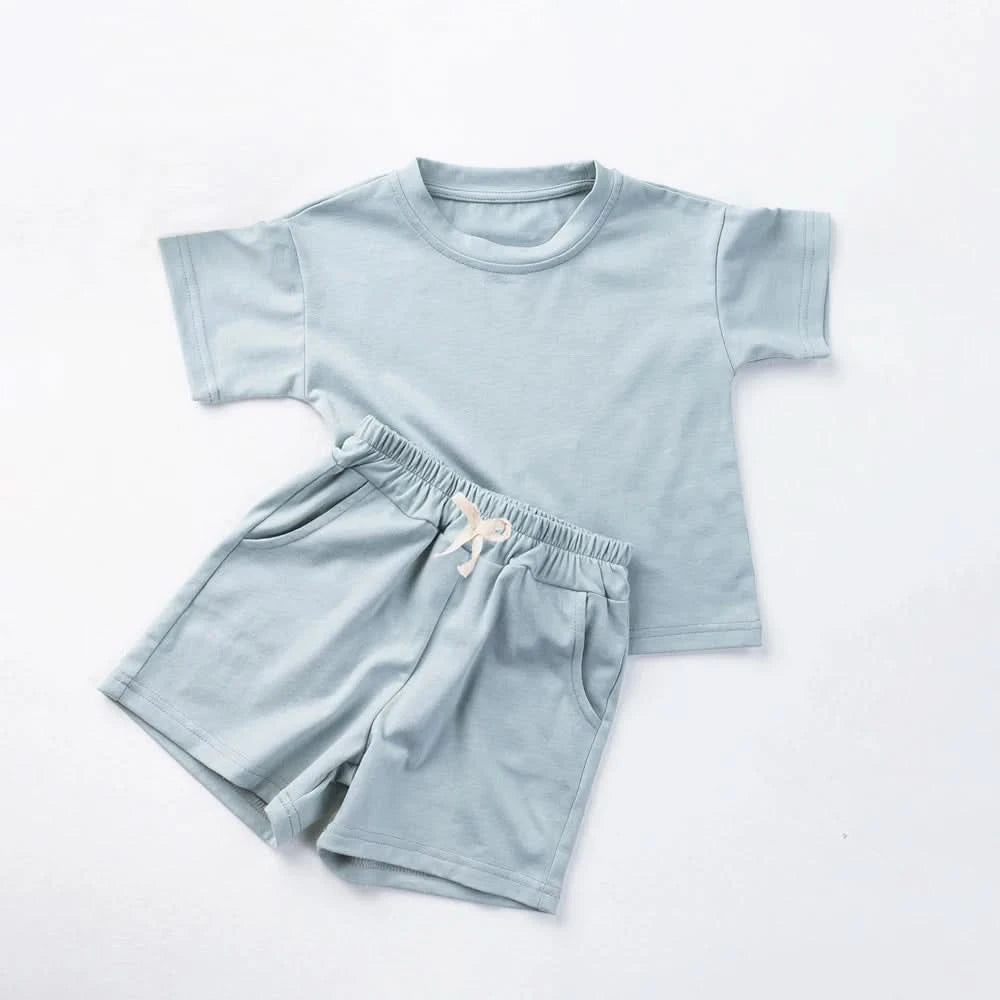 2PCS Children Cotton Clothes Sets Summer Shorts Sleeves Shorts Boys And Girls Casual Suit Fashion Comfort  Outfits - M & M Global