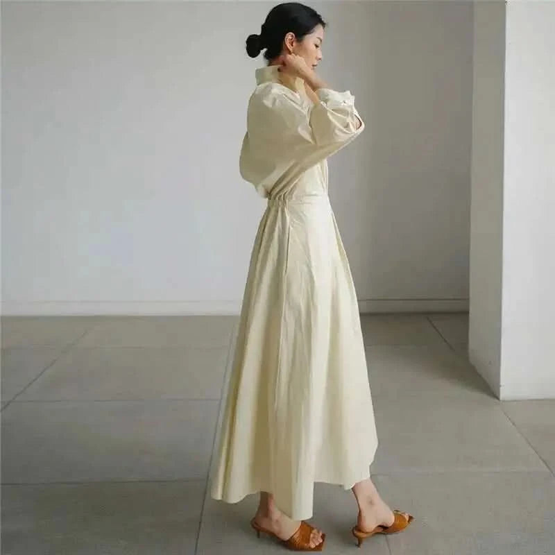 LANMREM Women's Clothing Long Dress Turn Down Collar With Button Pockets Loose Casual Dresses Female Streetwear Fashion 2C2019 - M & M Global