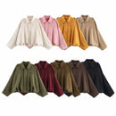 Women Green Suede Jacket 2026 New Spring Fashion Long Sleeve Zipper Oversize Bomber Jackets Chic Female Street Casual Coats ﻿