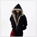 2025 Y2k American new Jacket  Retro Woolen Collar Hoodeds Cotton Plush Men Street Hip Hop Gothic Harajuku Oversize Jacket Coat
