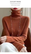 Autumn And Winter Knitted Pullover High-Neck Sweater, High-Elasticity, Fashionable And Comfortable Long-Sleeved Women's TopRY128