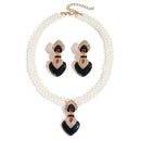 Bride Wedding Jewelry Set Elegant Enamel Rhinestone Love Imitation Pearl Beaded Necklace and Earrings Women's Party Accessories - M & M Global