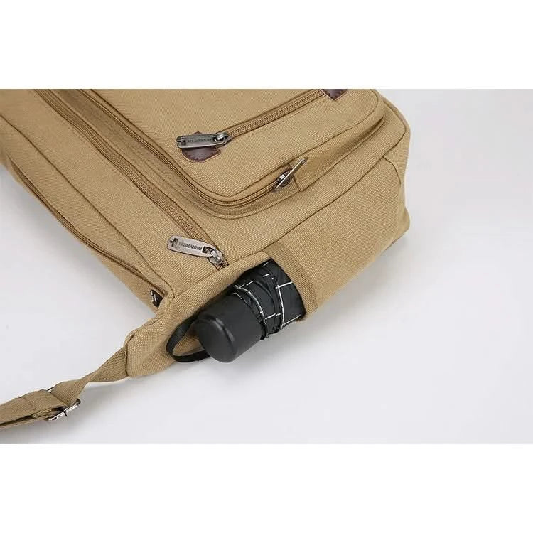 Men's Multi Pocket Casual Shoulder Bag - Adjustable Shoulder Strap, Zipper Closure, Ideal for Daily Commuting - M & M Global