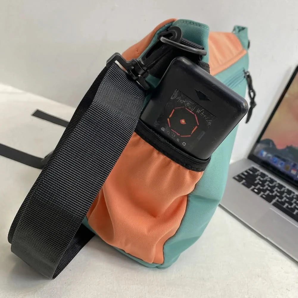 Unisex Student Messenger Bag Large Capacity Leisure Sling Bag Contrast Color Nylon Satchel Bag for College Travel Business - M & M Global