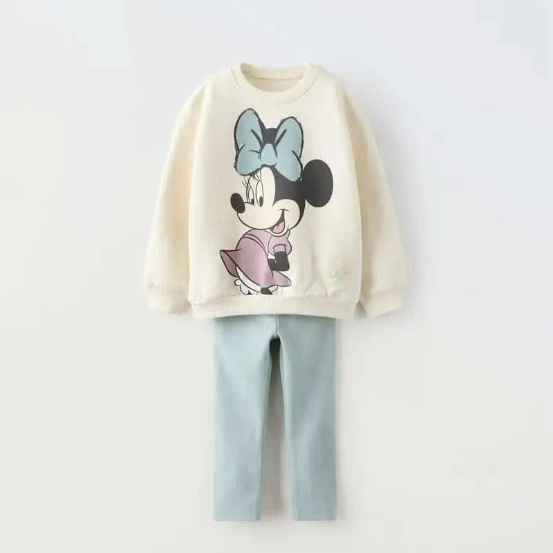 Minnie Mouse Pattern Baby Girl Autumn Sweatshirt Suit Popular Design Tops + Leggings Two Piece Set Kids Clothing Children's Set - M & M Global