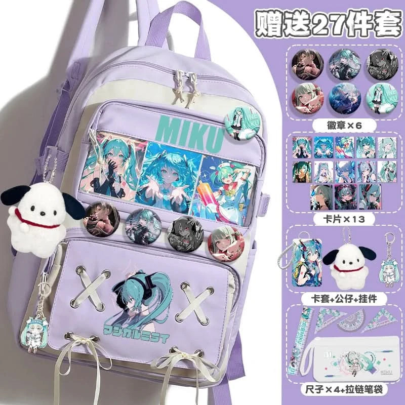 Miku Future School Backpack for Girls 2025 New Fashion Print Youth Pain Bag Large Capacity Backpack for School - M & M Global