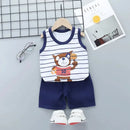 Summer Cute Cartoon 2PCS Kids Baby Boys Girls Cartoon Vest Top Shorts Pants Set Clothes Children Pajamas Girls Clothing Sets - M & M Global