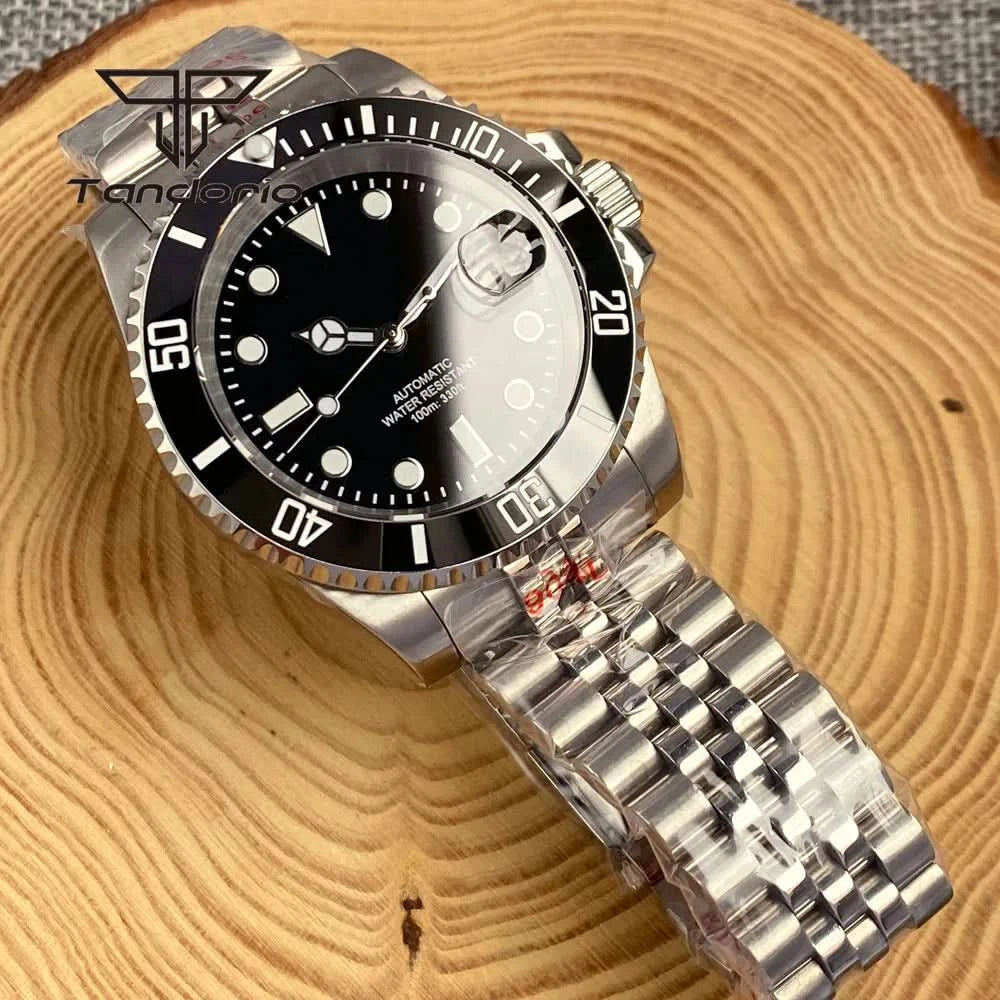 Tandorio NH35A Date Stainless Steel 40mm Dive Automatic Men Watch Sapphire Crystal Rotating Bezel Luminous Mechanical Wristwatch - M & M Global
