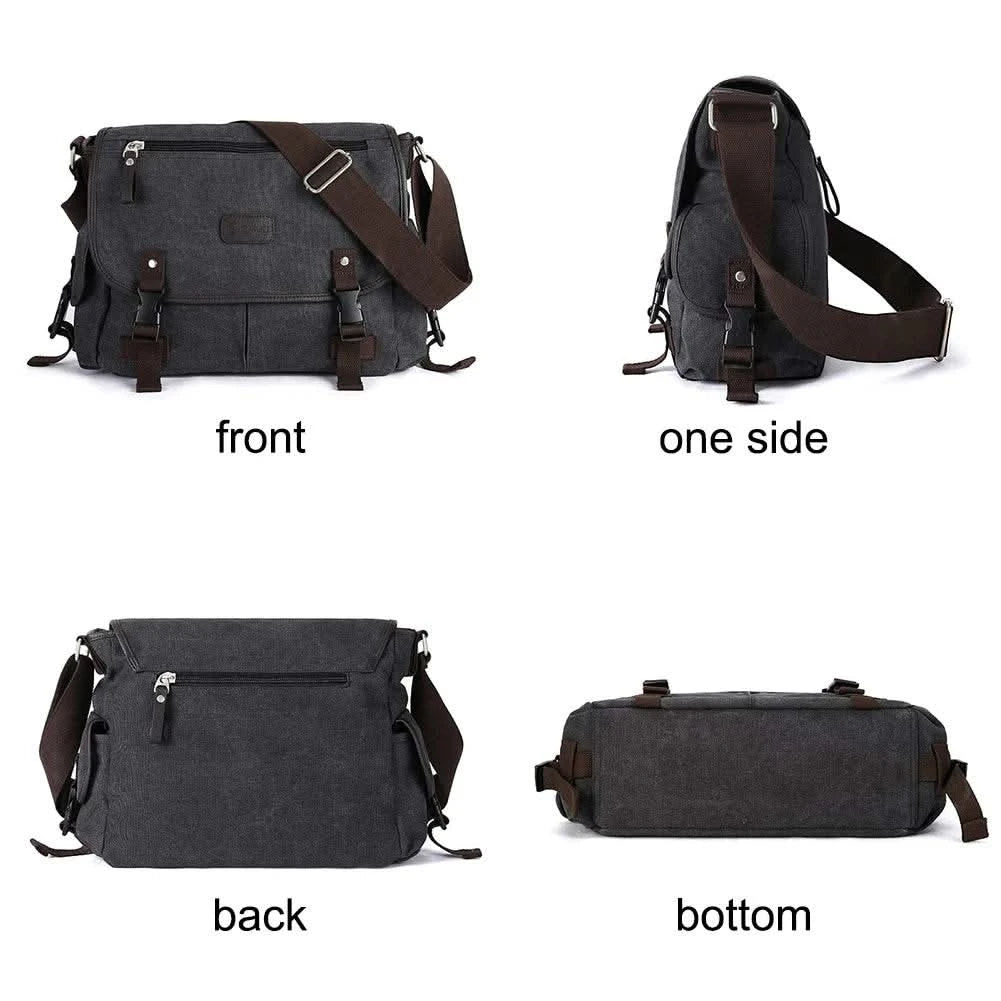 Classic Men Shoulder Bag Men's New Canvas Messenger Bag Outdoor Leisure Travel Multi Pockets Satchel Handbags Men's Designer Bag - M & M Global
