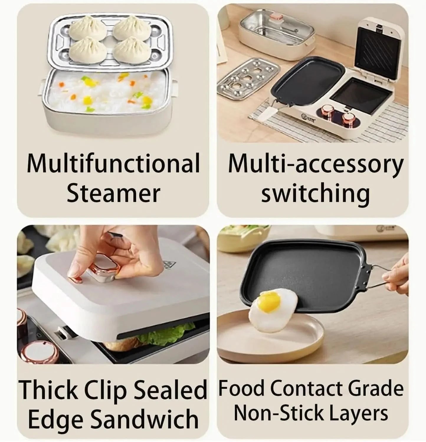 kitchen Gadgets 3 in 1 Breakfast Counter, Electric Mini Waffle Maker, Toast Maker, Breakfast Sandwich Maker, Home Breakfast Make - M & M Global
