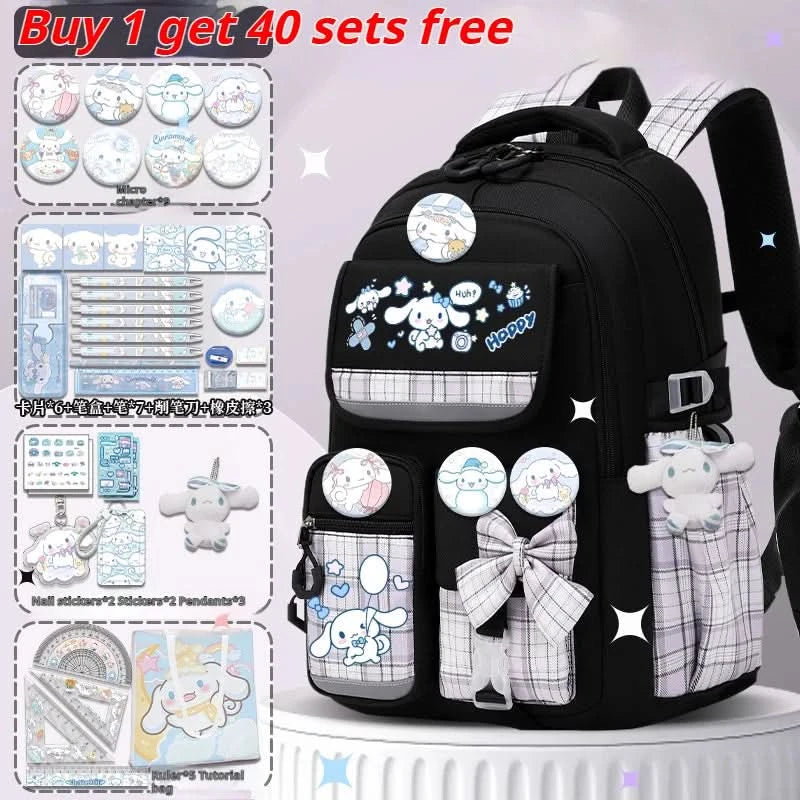 Sanrio Cinnamon Dog cute fashion print school bag for primary school students, stylish children's back-to-school backpack - M & M Global