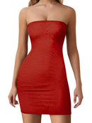 Sexy Black Strapless Bodycon Dress for Women Club Party Evening Gown