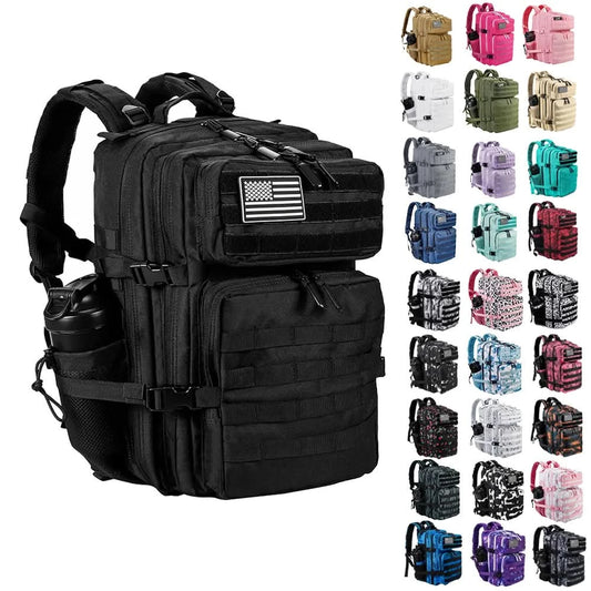 LHI 45L/35L/25L Tactical Backpack for Men and Women Waterproof Athlete Gym Outdoor Bag Travel Hiking Rucksack with Bottle Holder - M & M Global