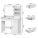 JHK Desser For Bedroom Vanity Desk with Mirror and Lights Adjustable Brightness with 2 Storage Cabinets 3 Drawers 6 Shelves