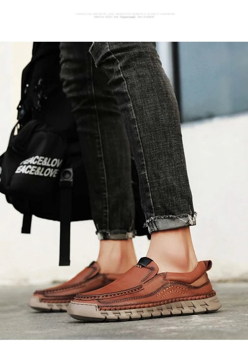 2024 Retro Loafer Genuine Split Leather Classic Shoes Sewing Comfortable Men Casual Slip-on Club Party Shoe Spring Summer - M & M Global