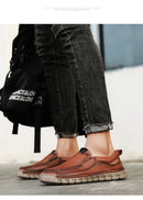 2024 Retro Loafer Genuine Split Leather Classic Shoes Sewing Comfortable Men Casual Slip-on Club Party Shoe Spring Summer - M & M Global