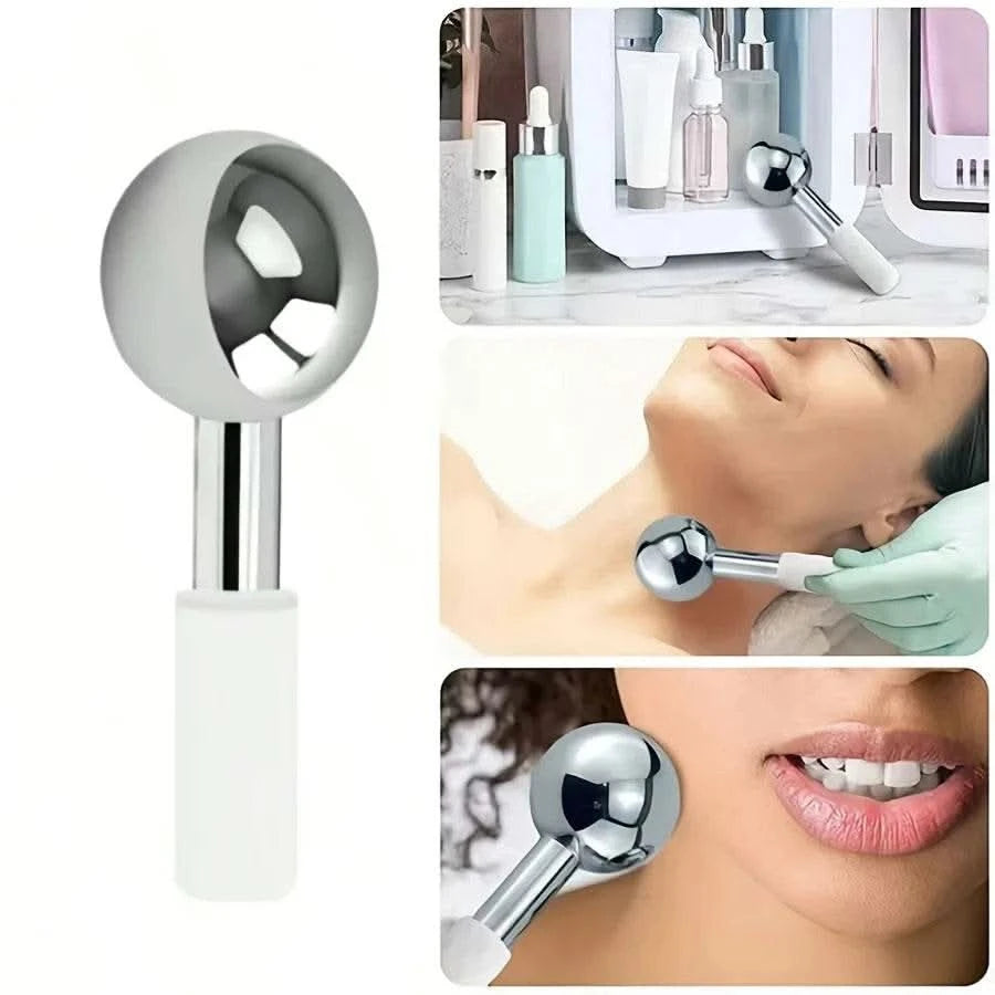1PC Facial Ice Hockey Cold and Hot Stainless Steel Facial Roller Beauty Spa Cooling Ball, Low-temperature Freezing Rod - M & M Global