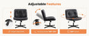 JHK PU Leather Cross Legged Office Chair Armless Desk Chair with Dual-Purpose Base Adjustable Swivel Fabric Task Vanity Home