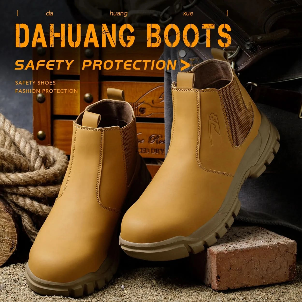 Waterproof Men's Safety Work Boots Steel Toe Shoes Anti Impact And Anti-Puncture Outdoor Adventure Hiking Protective Boots