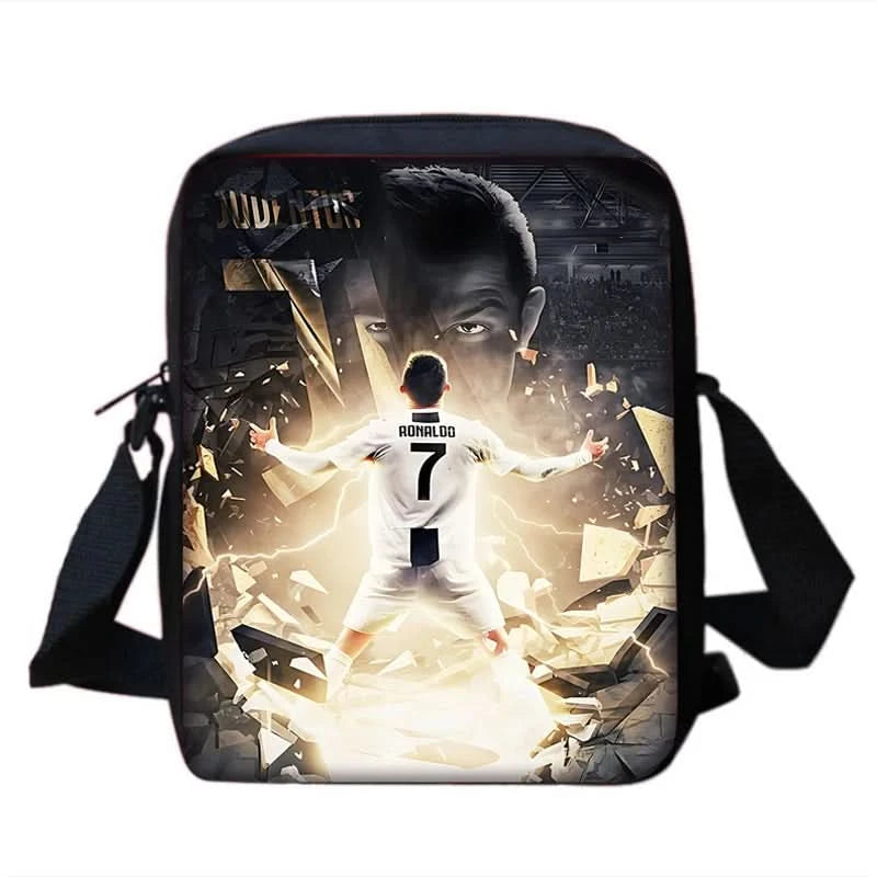 pcs set Football CR7 Star Child School Backpack with Lunch Bags Pencil Bags School Bags for R-Ronaldos Boys Girls Best Gift - M & M Global