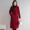 Plus Size Women's Mid-Length Woolen Coat 2025 Spring Autumn Slim Fit Woolen Coat Outerwear Pure Color Korean Casual Style But...