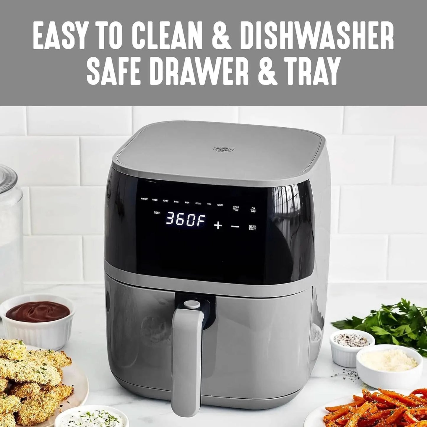 Compact Electric Air Fryer Oven, 5.3 QT, PFAS-Free Ceramic Nonstick Drawer, 8 One Touch Digital Display, Easy View Window, Auto - M & M Global