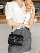 Classic Quilted Detail Square Bag, Solid Color Flap Shoulder Bag, All-Match Chain Bag - M & M Global