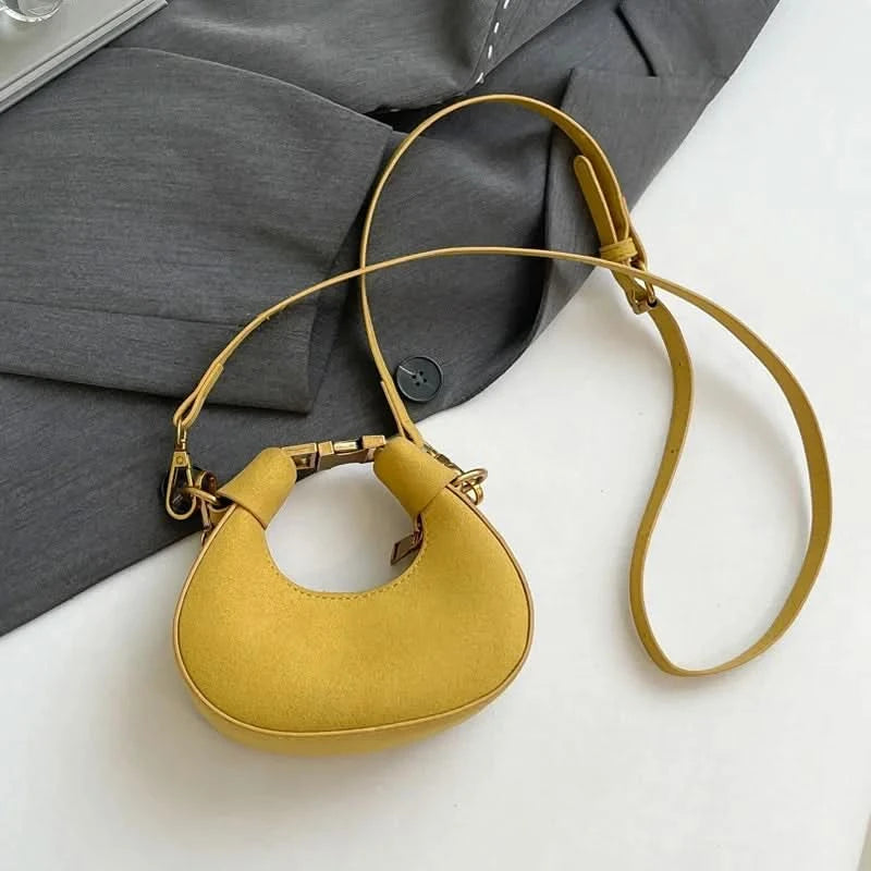 Mini Semicircle Saddle Crossbody Bag For Women Luxury Lemon Color Handbag Half Moon Bag Fashion Chain Lady Cross Body Bag - M & M Global