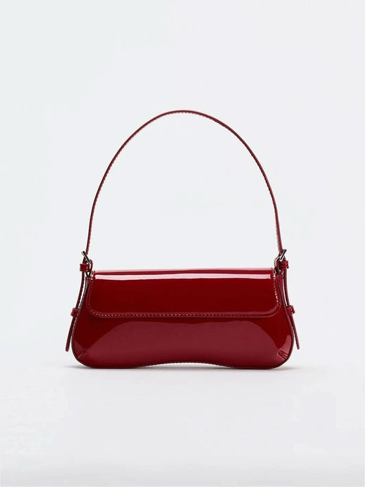 Red Baguette Underarm Bag New Fall 2024 Fashion simple commuter clamshell vintage shoulder bag - M & M Global