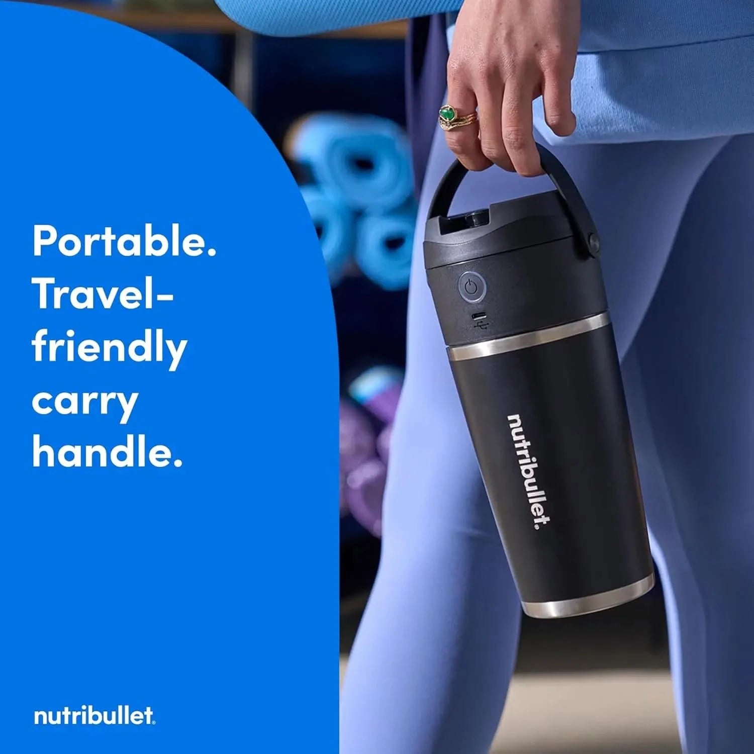 Flip Portable Blender with Insulated Cup, Cordless, Brushed Stainless, NBPB50350SS - M & M Global