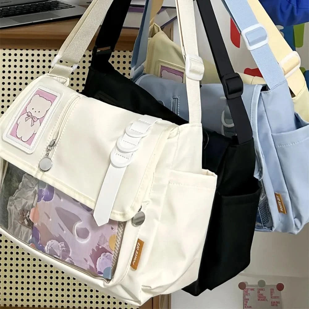 Y2K Japanese Harajuku School Bags for Teenage Girls New 2024 Transparent Itabag Crossbody Bag DIY Badges Display Plate Ita Bag - M & M Global