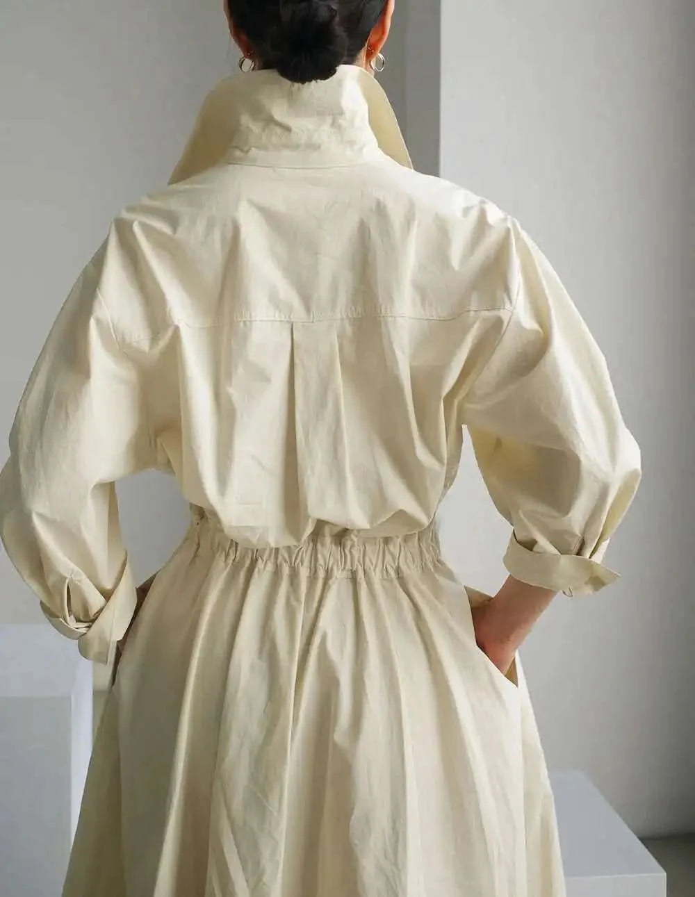 LANMREM Women's Clothing Long Dress Turn Down Collar With Button Pockets Loose Casual Dresses Female Streetwear Fashion 2C2019 - M & M Global