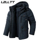 LZLLTT Men Winter Warm Parkas Mens Fleece  Jacket Parkas Men Casual Cotton Outdoor Fur Trench Padded Jackets Coats