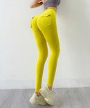 Women's Gym Leggings Pocket Yoga Pants Sexy Naked Feeling  Fitness Sports Pants Stretch Soft High Waist Running Push Up Leggings