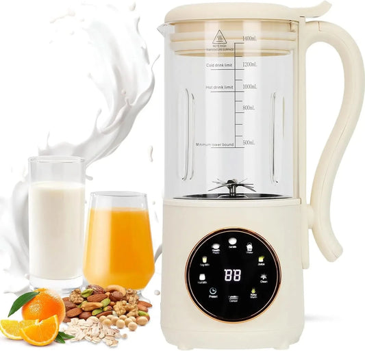9 in 1 Automatic Soy Milk Maker, 47oz (1400ml) Nut Milk Maker, with Self-Cleaning, 16 Blades Makes Almond Milk, Oat Milk, Plant - M & M Global