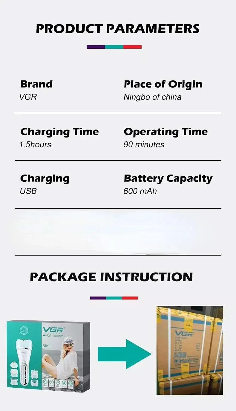 VGR Hair Trimmer Professional Hair Removal Tool Electric Epilator Lady Shaver Waterproof Hair Remover Epilator for Women V-733 - M & M Global