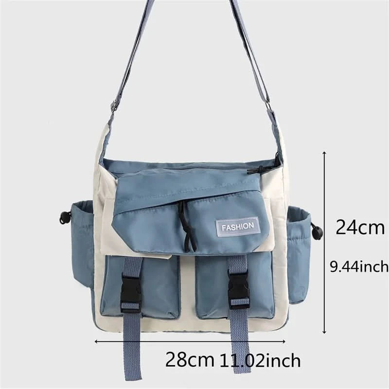 Preppy Casual Nylon Crossbody Bag For Men Women Teen Messenger Bag, Student Commuter Single Shoulder Bag For Travel Daily Use - M & M Global