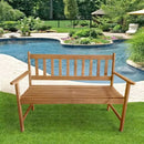 Patio Garden Armrests Sturdy Acacia Front Porch Chair 705Lbs Weight Capacity Best Outdoor Wood Bench, Natural Oiled