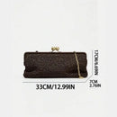 New Handwoven Raffia Shoulder Bag, Women's Staw Crossbody Bag Vacation Clip Bag Clutchs, Summer Luxury Design Baguette Bag - M & M Global