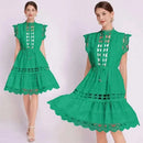 JAMERARY Designer New Summer Holiday White Embroidery Cotton Long Dress Women Sleeveless Midi Prom Evening Dresses Party Robe - M & M Global