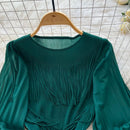 Vintage O-Neck Elegant Long Lantern Sleeve Chic Tassel Slim Long Dress French Fashion Evening High Street Autumn Winter Clothing - M & M Global