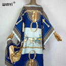 WINYI 2023 new Africa Fashion boho Popular printed twill Kaftan Maxi dress Summer Beach Bohemian Caftan long dress for lady - M & M Global